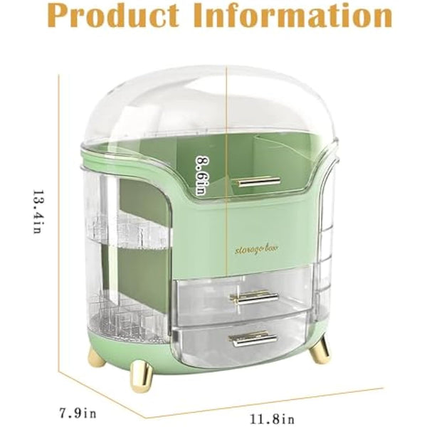 Suyoo Makeup Organiser Storage Box - Cosmetics Organisers Skincare and Beauty Case with Drawers for Bedroom Bathroom Desktop Dust-Proof Waterproof(Light Green)