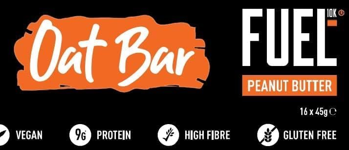 FUEL10K Peanut Butter Oat Bars, High in Protein & Fibre, 45 g (Pack of 16)
