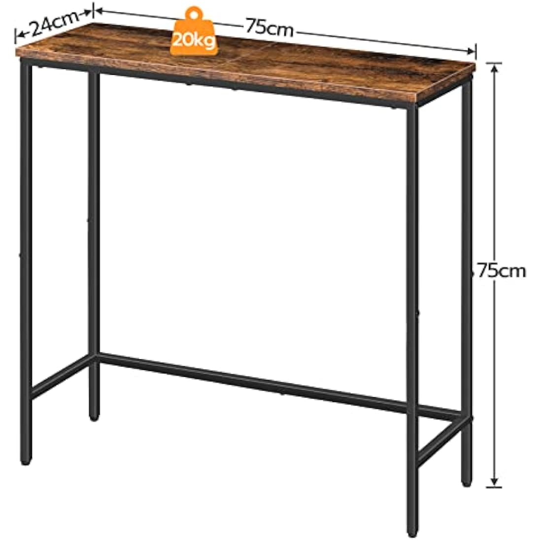 HOOBRO Console Table, Slim Console Table for Hallway, Metal Frame, Compact Display Table, Sofa Table for Small Spaces, Entryway, Living Room, Sturdy, Rustic Brown and Black EBF75XG01