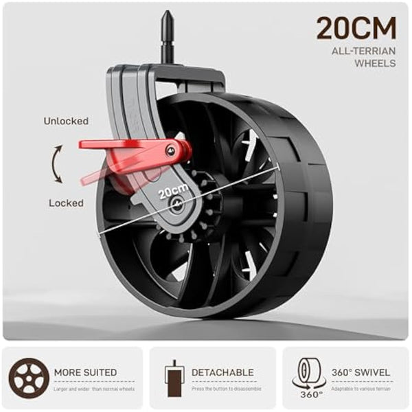 EVER ADVANCED 225L Festival Trolley on Wheels with Removable Canopy, 150KG Heavy Duty Camping Trolley, Push & Pull Beach Cart with 3 Large Pockets, Garden Folding wagon Fishing