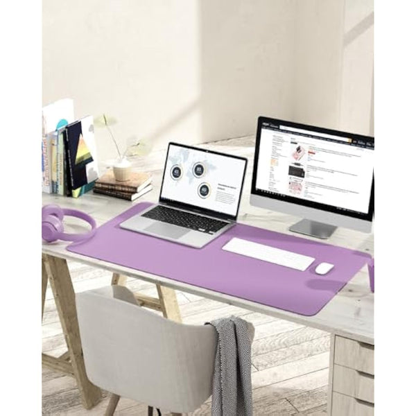 YSAGi Non-Slip Desk Pad, Waterproof PVC Leather Desk Table Protector, Ultra Thin Large Mouse Pad, Easy Clean Laptop Desk Writing Mat for Office Work/Home/Decor (90 x 43 cm, Purple)