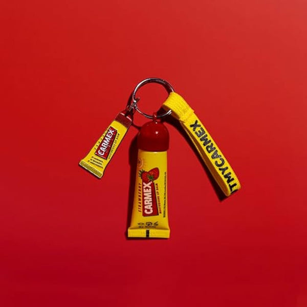 CARMEX Limited Edition Keyring Set with Strawberry Lip Balm Tube | Softens & Hydrates Lips