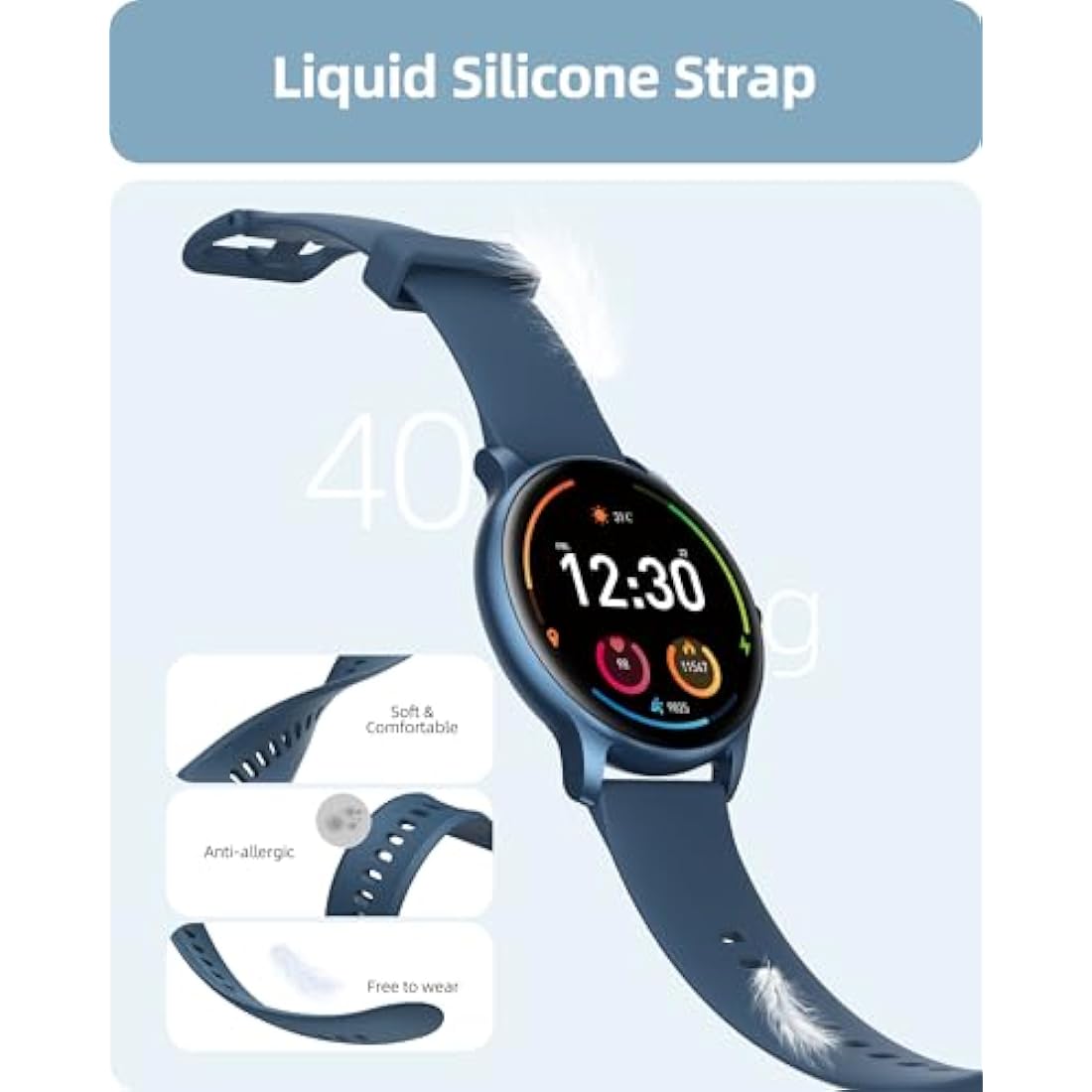 Parsonver Smart Watch(Answer/Make Call), Fitness Watch for Men Women, Smartwatch 100+ Sport Modes IP68 Waterproof, Heart Rate Sleep Monitor, Fitness Tracker for Android iOS, Blue