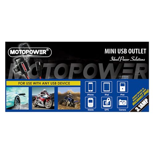 MOTOPOWER MP0609A 3.1Amp Motorcycle USB Charger Kit for Phone, GPS or Sport Camera