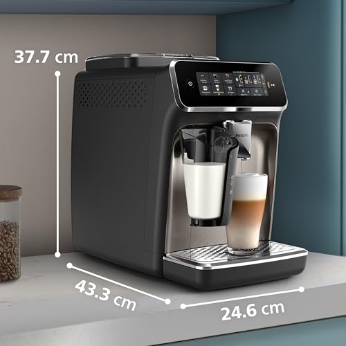 PHILIPS 5400 Series Bean to Cup Coffee Machine – 12 Coffee Varieties, LatteGo Milk Frother, Fastest-to-Clean, Ceramic Grinder, Fully Automatic Espresso & Cappuccino maker – Black, Silver (EP5446/70)
