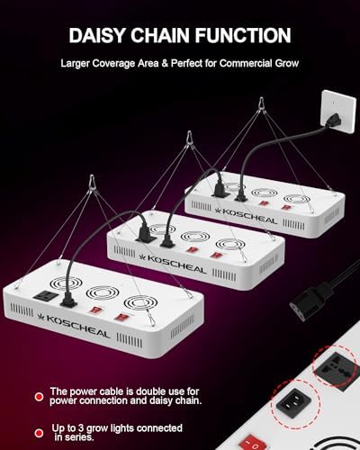 KOSCHEAL KS2000 LED Grow Light Full Spectrum with Samsung LM301B and UV LEDs Daisy Chain Grow Lights for Indoor Plants Greenhouse Hydroponic Growing Lamps with Veg Bloom Switch Quiet Built-In Fan 230W