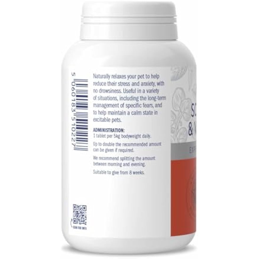 DORWEST HERBS Scullcap & Valerian Calming Tablets for Dogs and Cats, 500 Tablets, Natural Dog Calming Supplements for Stress and Anxiety Relief – Sugar-Free, Non-Drowsy, Light Yellow Tablet, 14DOR018