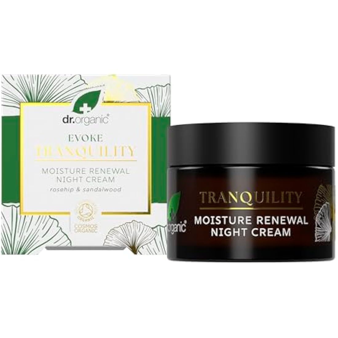 Dr Organic Evoke Tranquility Moisture Renewal Night Cream, Rich Moisturiser for Soft, Smooth Skin, with Rosehip & Sandalwood, Certified Organic, 50ml