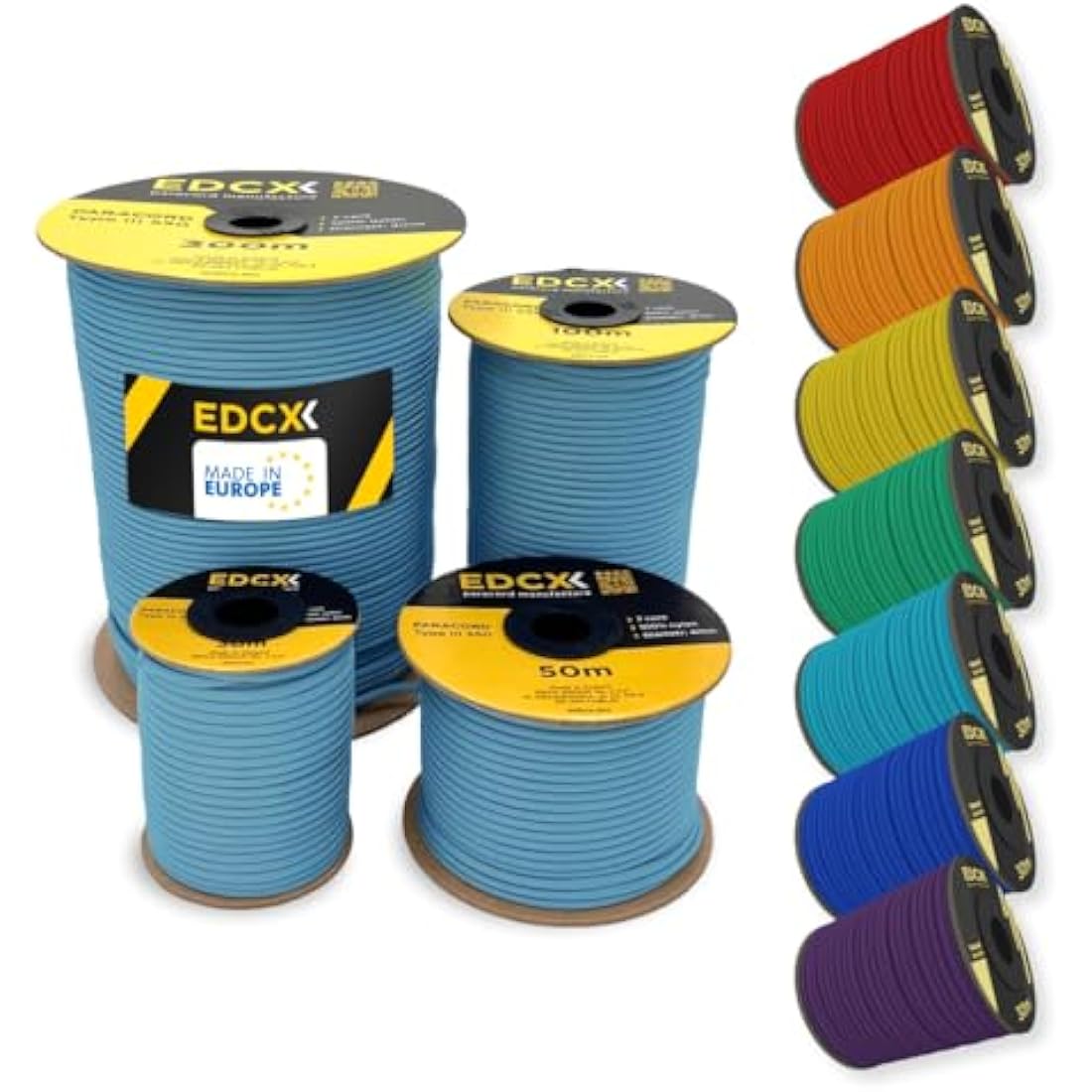 EdcX 4mm Rope 550 - Type III, 100% Rope, 7 Strand Rope, 4mm Rope in Solid Colors
