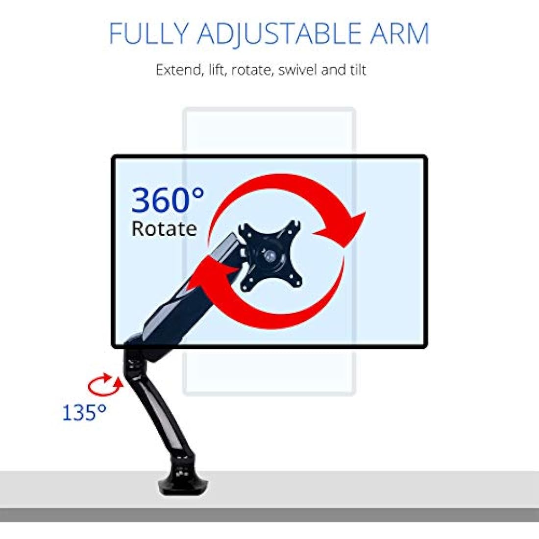 FLEXIMOUNTS F6 full Motion LCD arm Desk Monitor Mount for 10''-30'' Computer Monitor Deluxe Gas Spring arm,With Clamp or Grommet Desktop Support