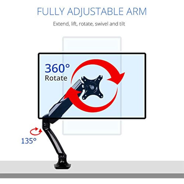 FLEXIMOUNTS F6 full Motion LCD arm Desk Monitor Mount for 10''-30'' Computer Monitor Deluxe Gas Spring arm,With Clamp or Grommet Desktop Support