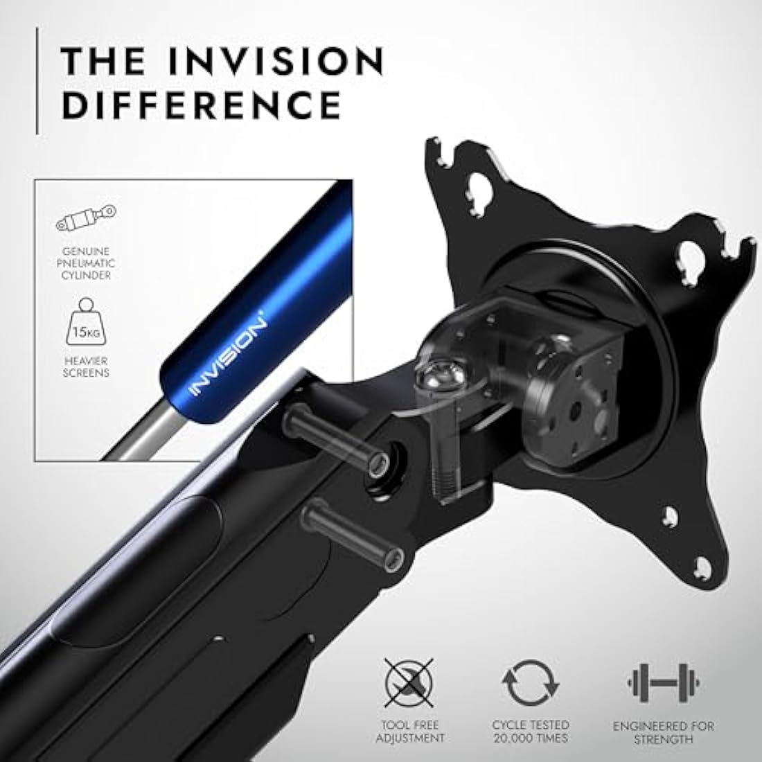 Invision Monitor Arm Bracket Mount for 24-40 Inch Screens VESA 75-100mm Ergonomic Height Adjustable Desktop Clamp Tilts Extends 2-15kg (MX450)