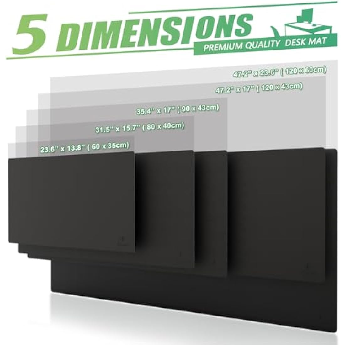 Knodel Desk Pad, Office Desk Mat, 60cm x 35cm PU Leather Desk Blotter, Laptop Desk Mat, Waterproof Desk Writing Pad for Office and Home, Dual-Sided (Black)