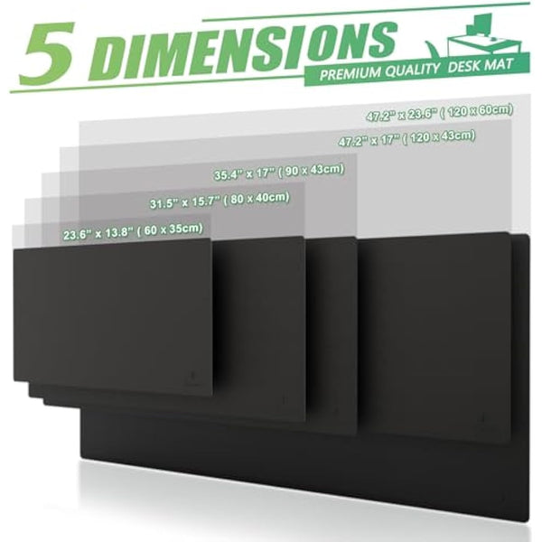 Knodel Desk Pad, Office Desk Mat, 60cm x 35cm PU Leather Desk Blotter, Laptop Desk Mat, Waterproof Desk Writing Pad for Office and Home, Dual-Sided (Black)