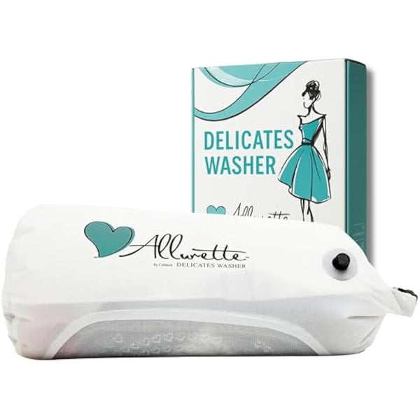 Allurette Wash Bag for Delicates – Portable Hand Washing Machine for Travel – Eco-Friendly Washer for Bras, Lingerie, Smalls & Baby Clothes – No Electricity Needed – Gentle & Compact Laundry Solution