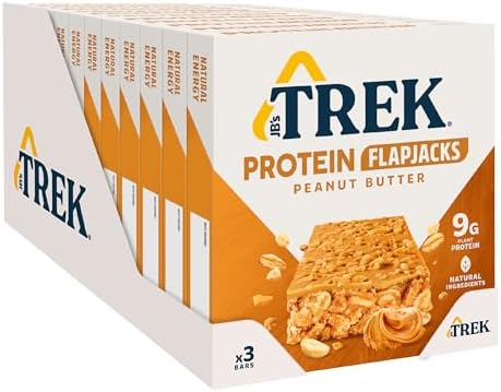 JB's Trek High Protein Flapjack Peanut Butter - Gluten Free - Plant Based - Vegan Snack - 50g X 36 Bars