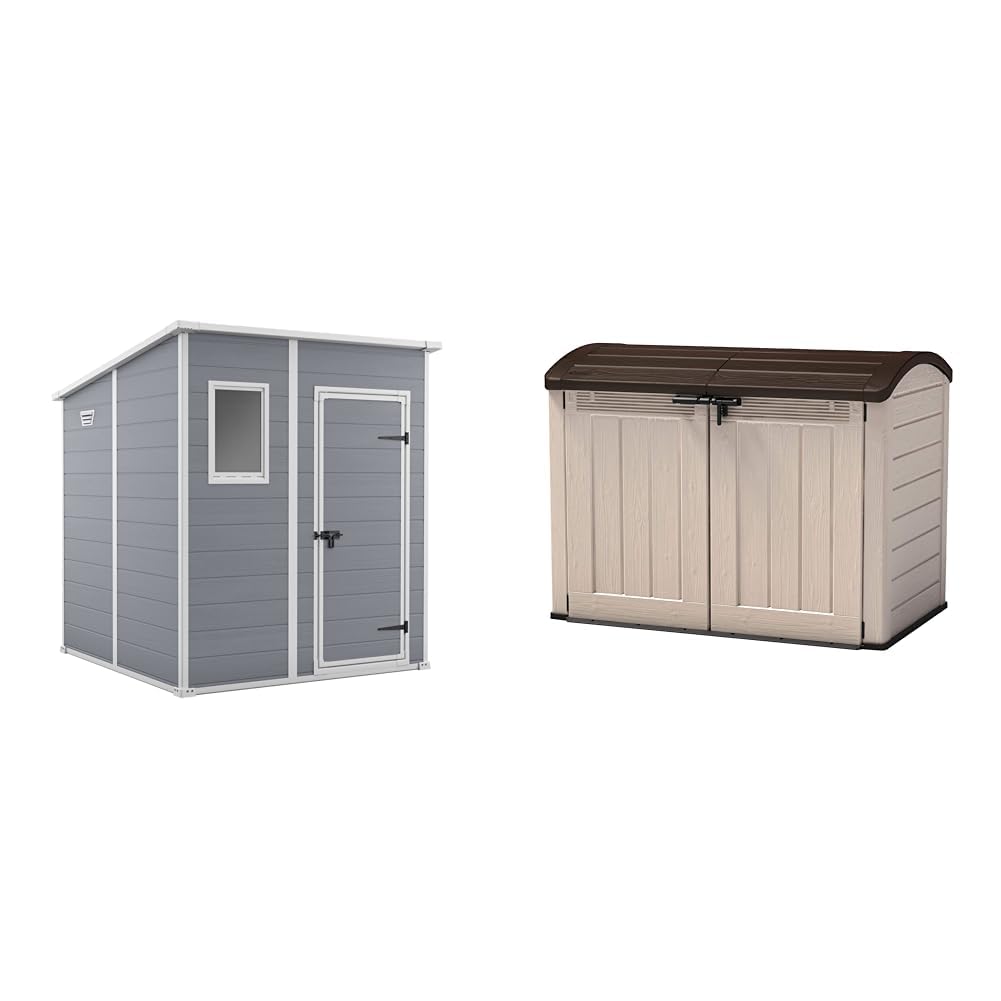 Keter Manor Pent Garden Storage Shed 6 x 6 feet - Grey, 200.6 cm*183.5 cm*183.0 cm