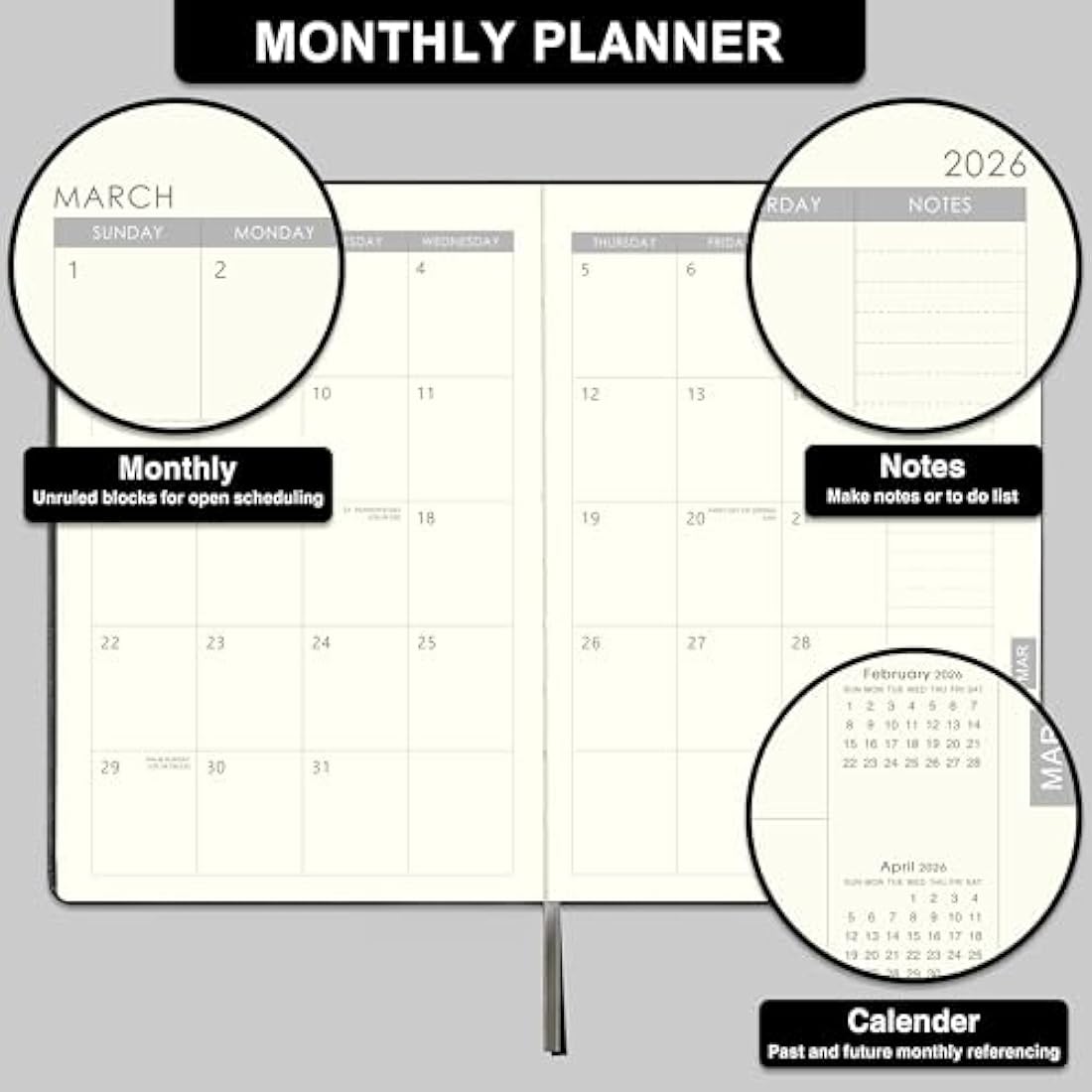 Academic Diary 2025-2026 - Diary 2025-2026 A5 Week to View from July 2025 to June 2026, 14.6 X 21 cm, A5 Premium Thicker Paper with Pen Holder, Inner Pocket and 88 Notes Pages, black