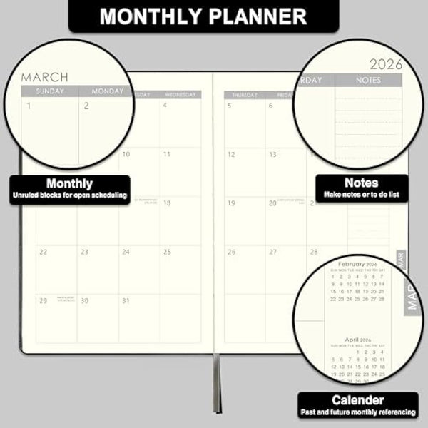 Academic Diary 2025-2026 - Diary 2025-2026 A5 Week to View from July 2025 to June 2026, 14.6 X 21 cm, A5 Premium Thicker Paper with Pen Holder, Inner Pocket and 88 Notes Pages, black