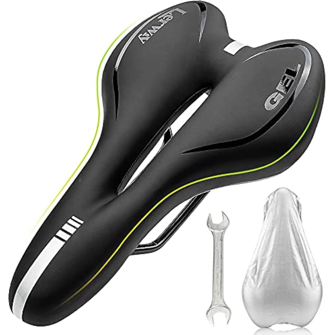 LERWAY Mountain Bike Saddle,Comfortable Bike Seat,Gel Bicycle Saddle,Waterproof Black Memory Sponge Cycling Seat,Breathable PU Leather Cycling Saddle