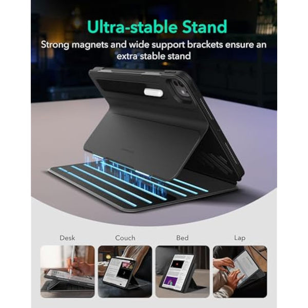 ESR for iPad Pro 13 inch Case 2024 M4 Rotating Case with Removable Magnetic Cover, Adjustable Portrait/Landscape Stand with Raised Screen View, 9 Standing Angles, Shift Series, Black