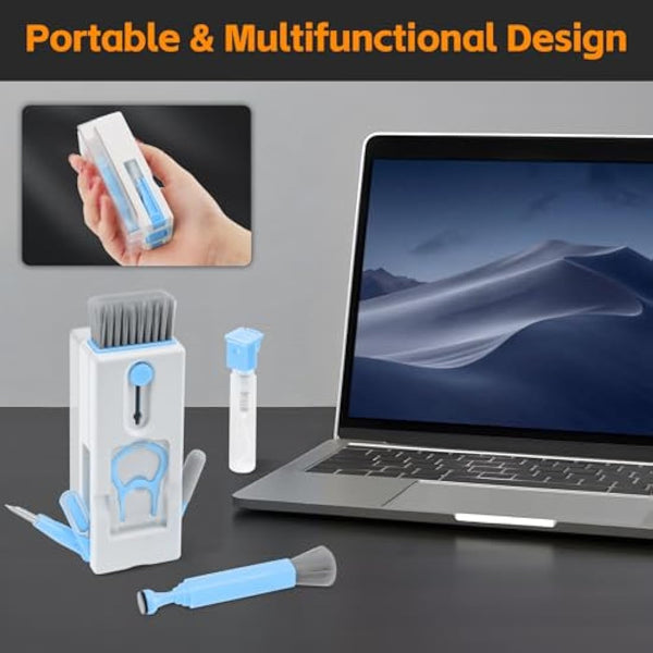 Alyvisun 11 in 1 Laptop Cleaning Kit, Multifunctional Keyboard Cleaner Brush with Keycap Puller, for Tablet, Earphones, Computer, Blue