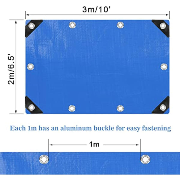 YIJUHOU Tarpaulin Waterproof Heavy Duty 2m x 3m 115 GSM Blue Tarps Sheet for Furniture Ground Multipurpose Covers