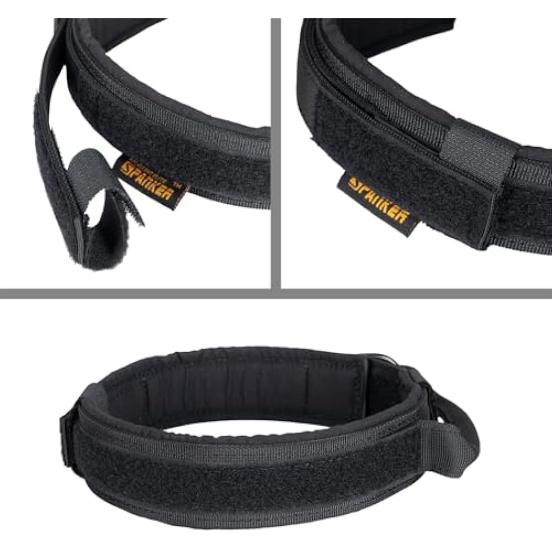 EXCELLENT ELITE SPANKER Tactical Dog Collar Nylon Adjustable Training Collar Military Dog Collar Heavy Duty Metal Buckle with Control Handle for Medium and Large Dogs with Patches(BLK-XL)