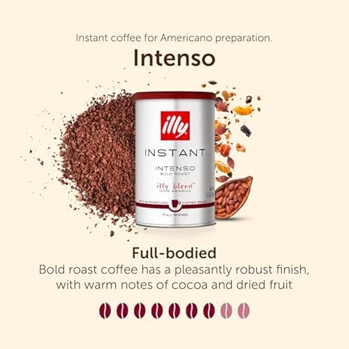 illy - Instant Coffee - Intenso Dark Roast - 100% Arabica Beans - Intense Taste - Ideal for Americano - 95g x 6