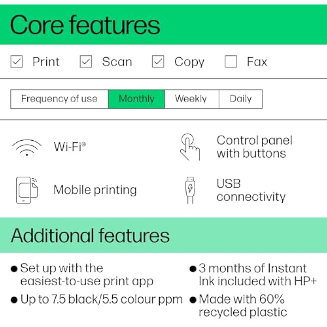 HP DeskJet 2810e All in One Printer | Perfect for Home | Colour | Wireless | Print, Scan & Copy | 3 Months of Instant Ink included Easy Setup & Reliable Wi-Fi | White