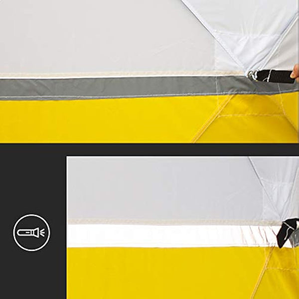 Goutime Pop Up work shelter Gazebo 2mx2m small event shelter party tent garden bbq Fishing camping/Trade Shows/Temporary Emergency/Construction,Outdoor lightweight fold up Work Tent（white yellow）