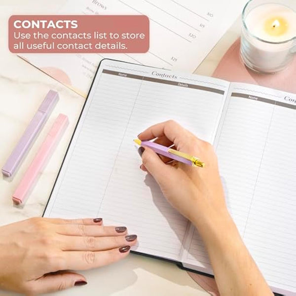 GoGirl Salon Appointment Book – Reservation Book for Beauty Salons, Spas, Hair Stylists, Estheticians – Appt Booking Planner, 18x25.5cm (Black)