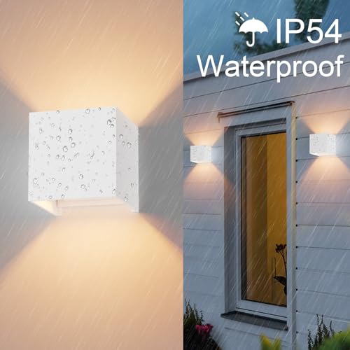 Klighten 2PCS Modern LED Wall Lights Up and Down Wall Lamp Indoor/Outdoor Wall Sconce Lights for Living Room, Bedroom, Hallway, Warm White 3000K,White