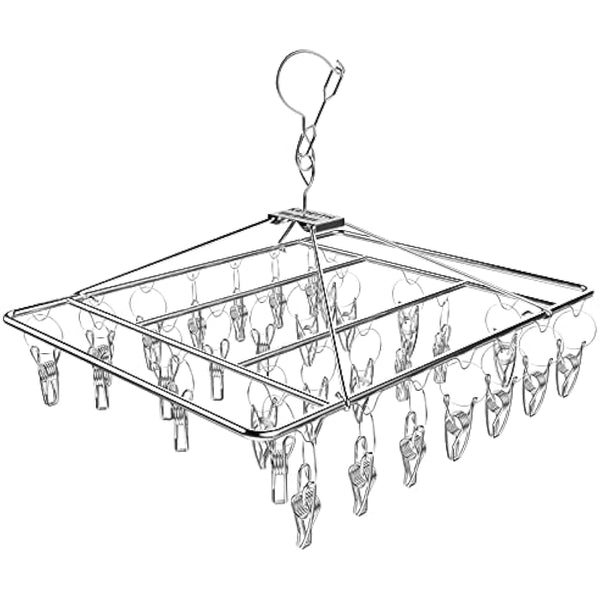 Kereith Home Sock Drying Racks with 30pcs Laundry Pegs Drip Hanger Laundry Clothesline Hanging Rack Metal Clothespins Drying Towels, Underwear, Lingerie, Delicate Bras