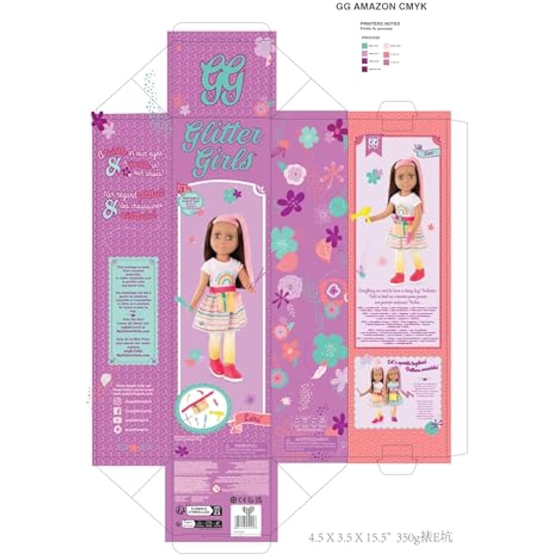 Glitter Girls – 14-Inch Hairdresser Doll – Brown & Pink Hair – Blow Dryer, Hair Clips & Hairstyling Accessories 3+ Years – Lara