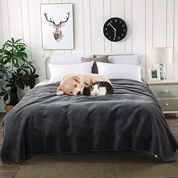 fireowl Waterproof Dog Blanket Washable Large - 145x165cm Soft Warm Fleece Pet Blankets for Cats Dogs - Pet Throw Blankets for Small Medium Large Dogs Grey