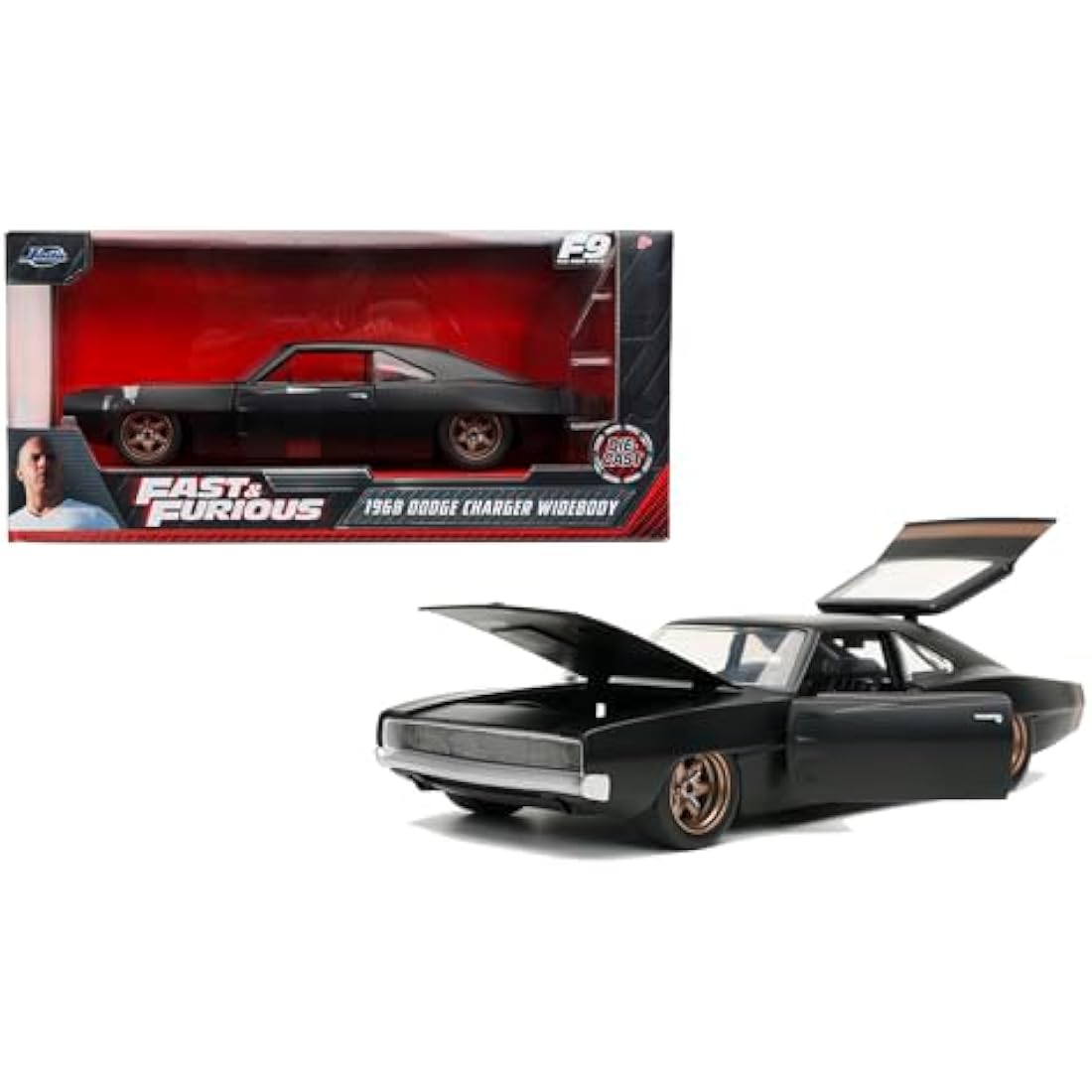 Jada Toys 253203075 Fast & Furious 1968 Dodge Charger 1:24 Die-Cast Car Known From The Movies, Muscle Car