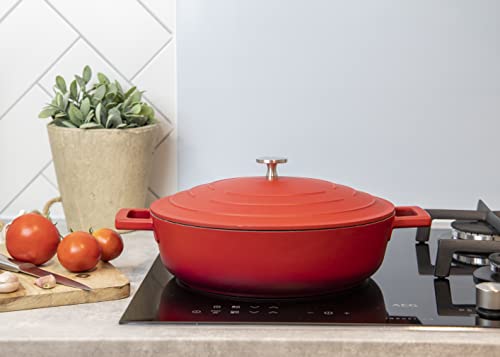 MasterClass Casserole Dish With Lid, Medium 4L/24 cm, Lightweight Cast Aluminium, Induction Hob And Oven Safe, Black