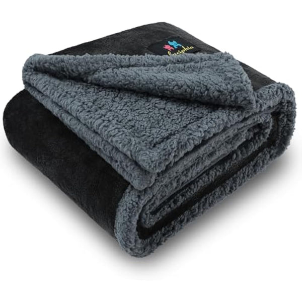 luciphia Waterproof Dog Blanket, Washable Blanket for Dogs Cats, Anti-Pee Large Size, Sherpa Fleece Sofa Protector for Dogs Grey XL (145 * 216cm)