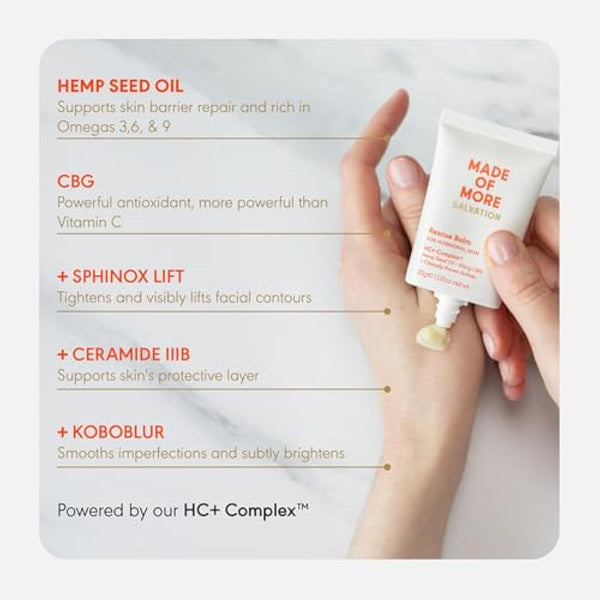 Made Of More Deeply Moisturising Balm for Dry Skin | Face & Body | Soothes & Protects Skin | Hydrating, Pore Minimising & Firming | Ceramide Rich Cream To Retain Moisture | Salvation 30g