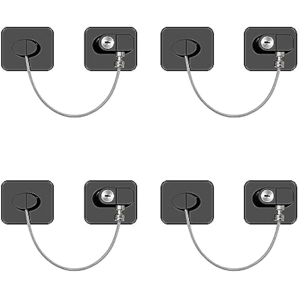 4 Pack Window Safety Locks Adhesive, NewBinn No Drilling Window Restrictors for UPVC, Window Safety Locks Latch for Refrigerator, Cabinets, Drawer, Fridge Lock with Keys for Kids and Pets, Black