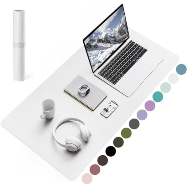 YSAGi Non-Slip Desk Pad, Waterproof PVC Leather Desk Table Protector, Ultra Thin Large Mouse Pad, Easy Clean Laptop Desk Writing Mat for Office Work/Home/Decor (80 x 40 cm, White)