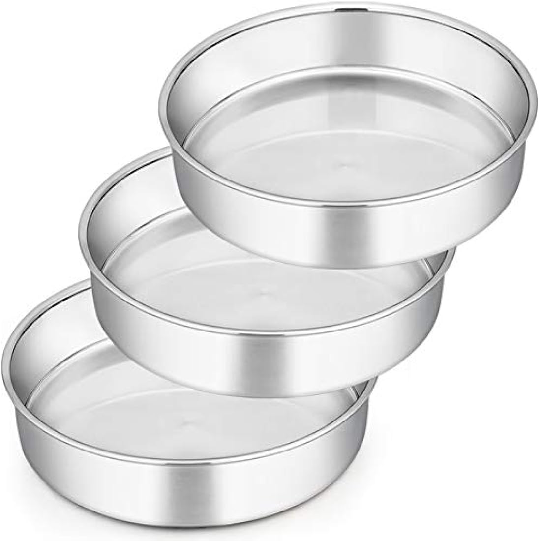 Homikit Cake Tin, 9½inch Round Cake Tin Mould Set of 3, Layer Cake Tins Stainless Steel Cake Baking Pans for Christmas Birthday Wedding, Healthy & Sturdy, Mirror Finished & Dishwasher Safe