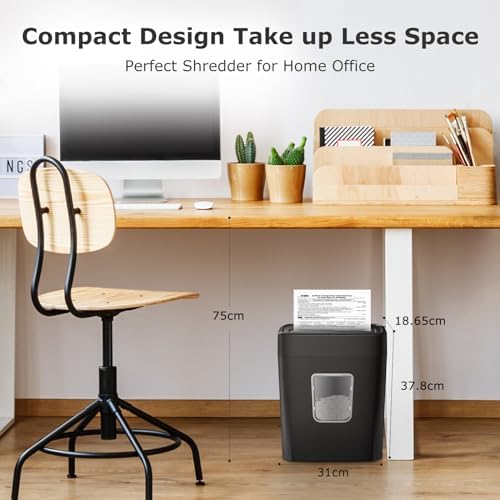 Bonsaii Micro-Cut Paper Shredder, 6-Sheet Capacity for Home and Office Use – Shreds Credit Cards, Staples, and Clips – Compact Design with Portable Handle and 16L Wastebasket (C261-D)