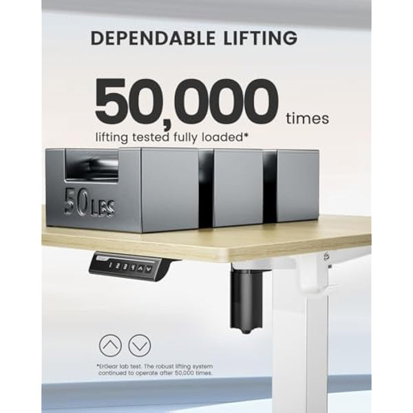 ErGear Electric Standing Desk Height Adjustable 100 x 60cm, Sit Stand Desk with 4 Memory Smart Pannel for Home Office with Splice Board