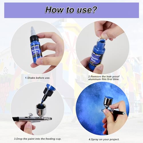 HOMY ARTY Airbrush Paint - 43 Colors with 5 Thinner, Water-Based Airbrush Paint Set, Ready to Spray Acrylic Air Brush Paints for Metal, Plastic