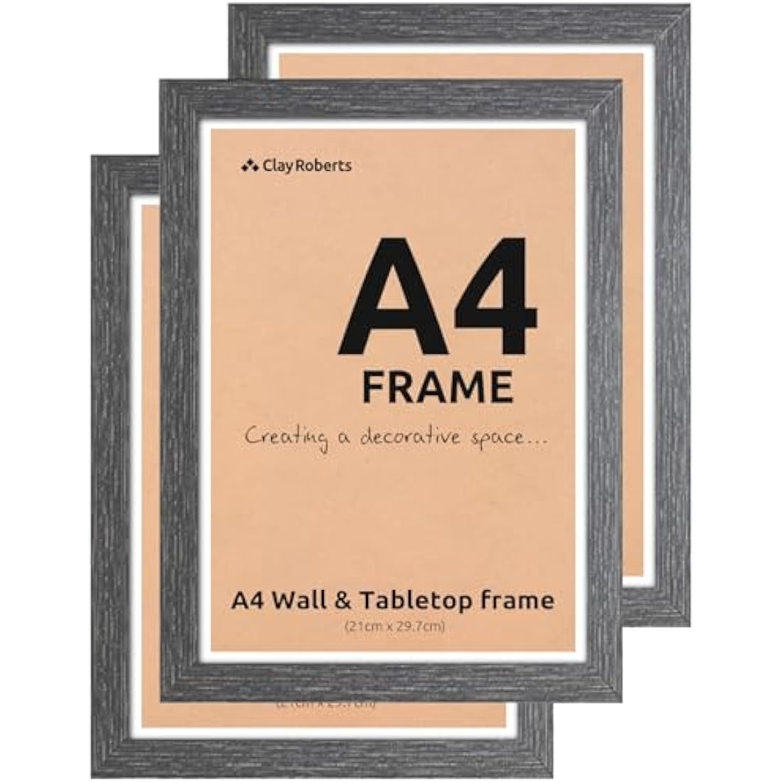 A4 Photo Frame, Dark Grey, Pack of 3, Picture Frame, Certificate, Art Print Poster, 21cm x 29.7cm, Grey Frames, A4 Photo Collage Gallery Display