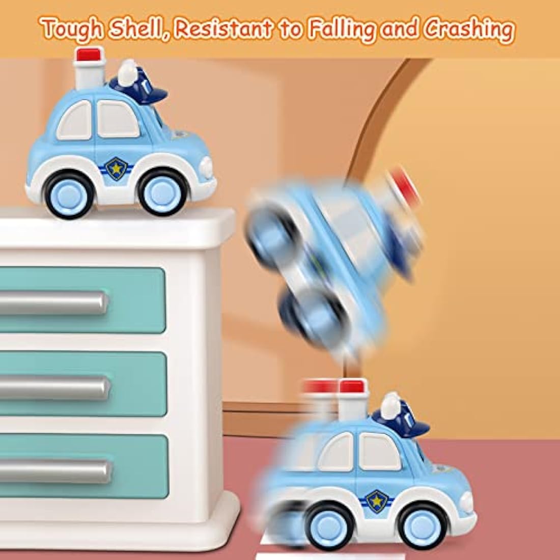 JoyPlus 4Pcs Baby Toy Cars, Press and Go Baby Toy Cars for 1 2 3 Year Old Toddlers, Cartoon Wind up Car Set, Car Toys Set Early Educational Toys Gifts for 1 2 3 Year Old Kids Boys Girls