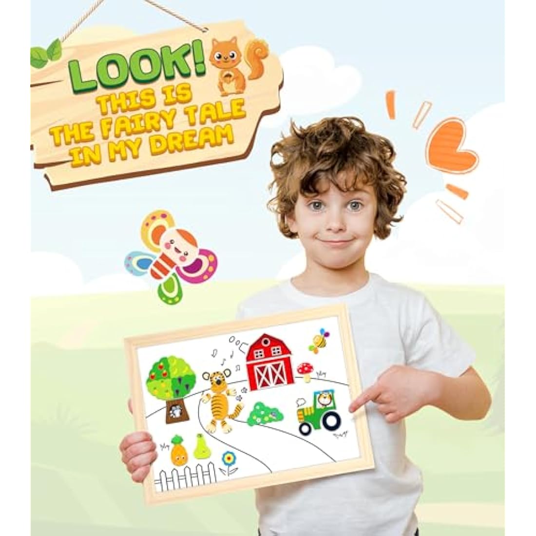 Jojoin 130 PCS Wooden Magnetic Puzzle - New Magnetic Puzzle Board - Cute Animal Fruit Pattern Games Double Sided Jigsaw - Montessori Educational Toys Gift for 3 4 5 Year Old Boys Girls