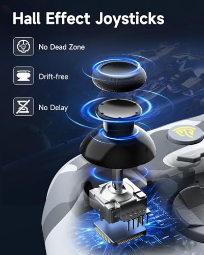 EasySMX X15 Wireless PC Controller with Hall Triggers, Hall Joysticks, Enhanced Bluetooth Game Controller,No Drift No Deadzone effect, Compatible with Windows PC, Android, Steam and Switch